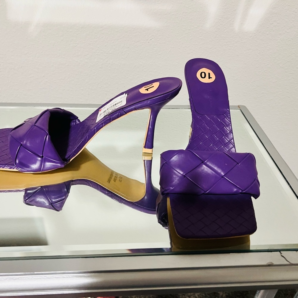 Purple leather mules